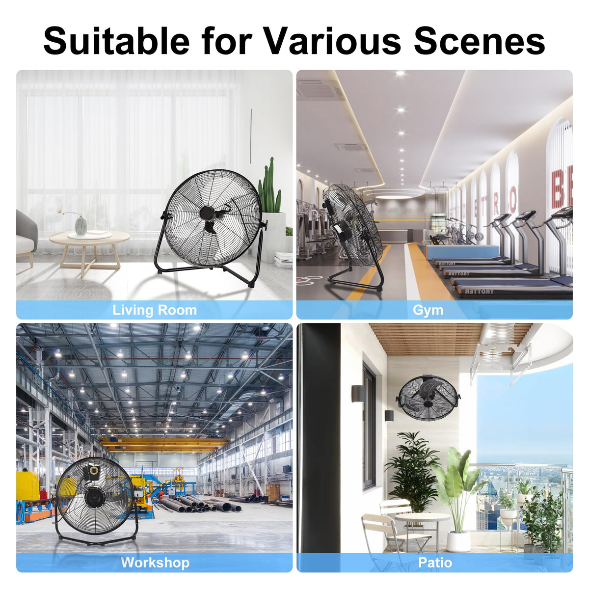 20 Inch 3 Speed High Velocity Metal Industrial Floor Fan M9930