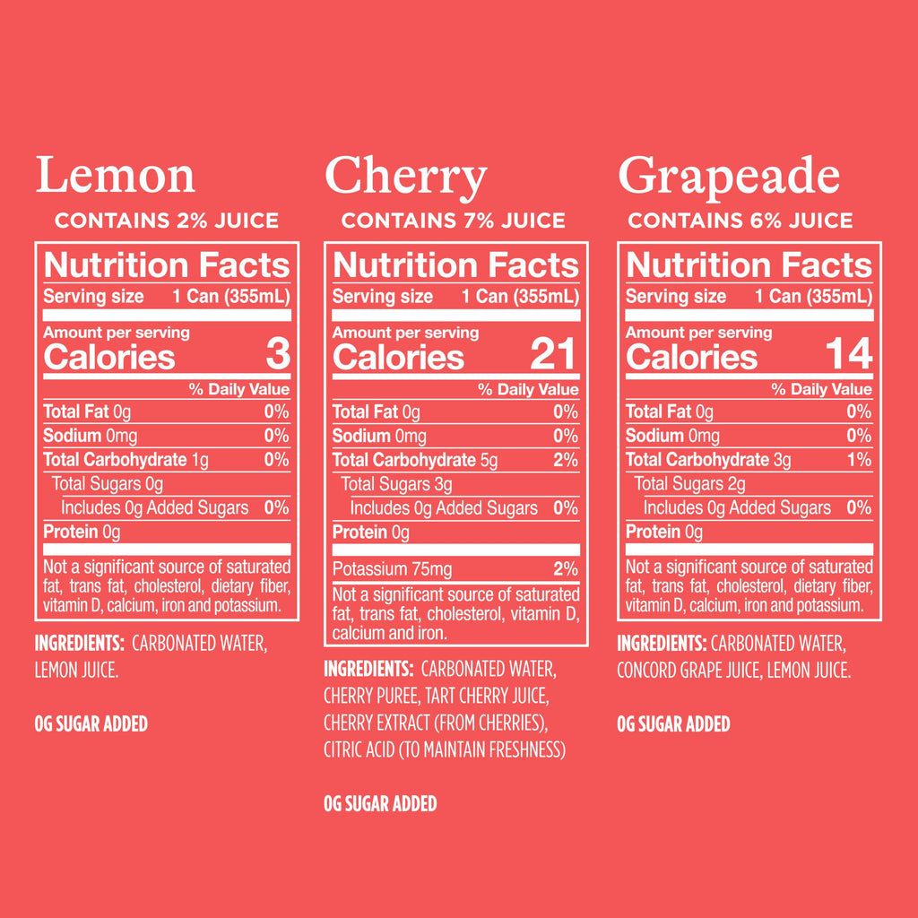 Sparkling Water Variety Pack 12 Fl Oz Cans Pack of 24 J1635