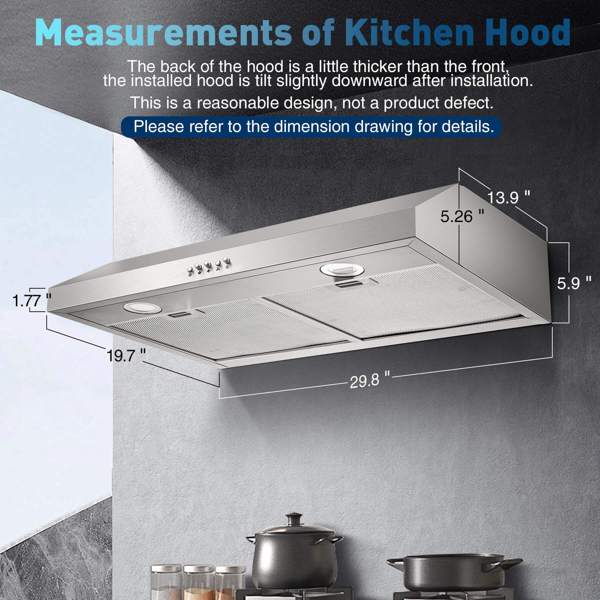 30 inch Stainless Steel Under Cabinet Range Hood G7781
