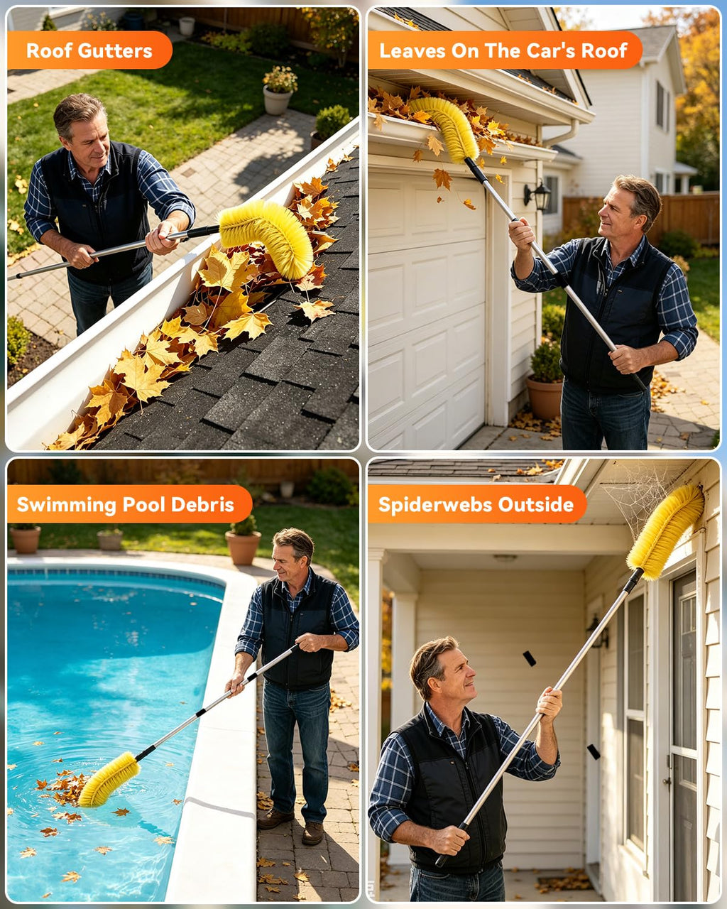 13FT Adjustable Gutter Cleaning Tool Kit with Brush Head C72528