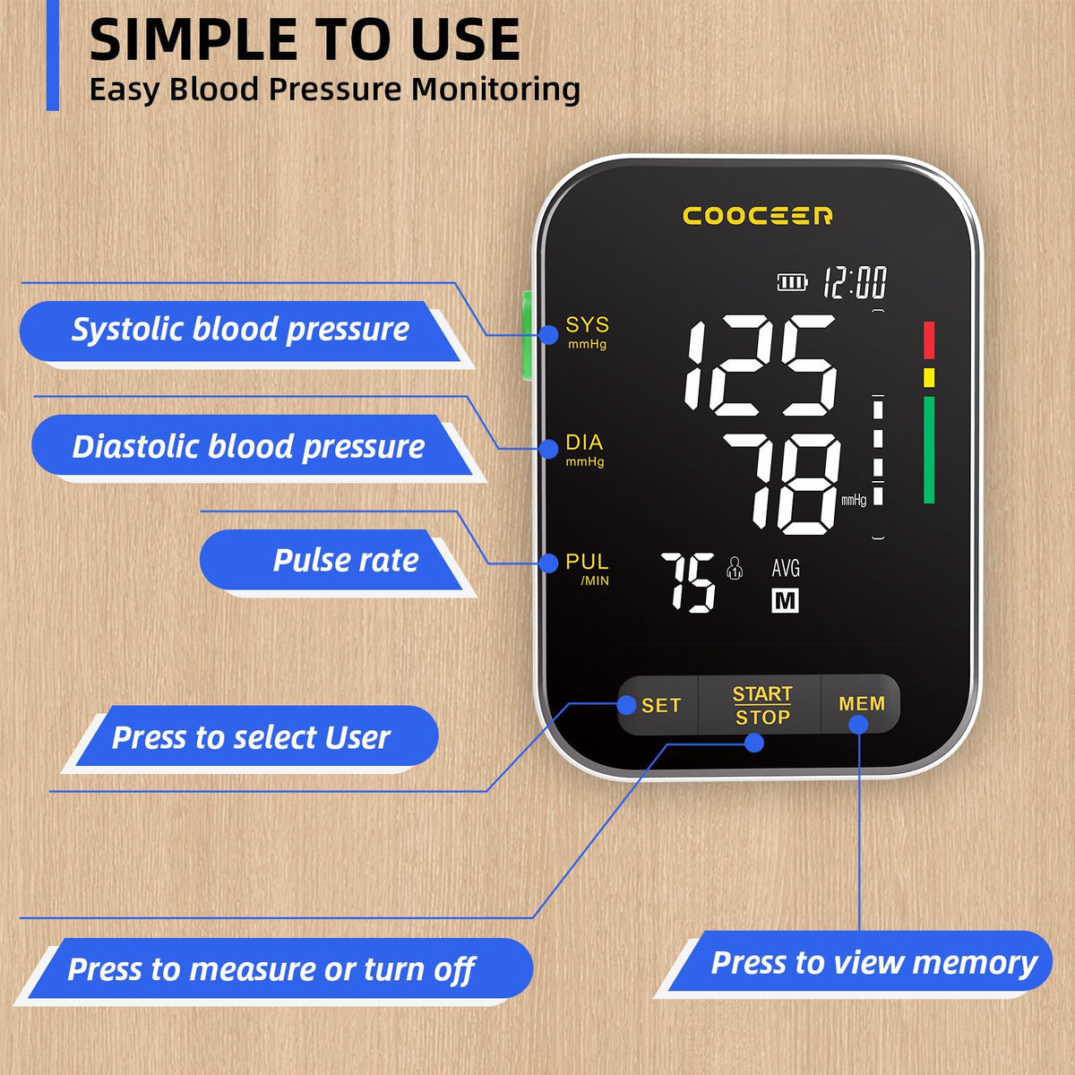 Automatic Upper Arm Blood Pressure Monitor with Adjustable Cuff L11395