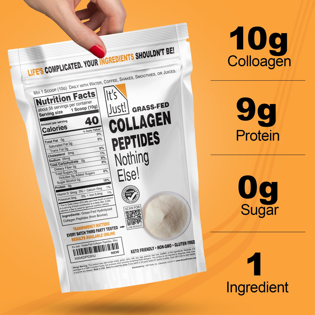 Collagen Peptide Grass-Fed Protein Powder Unflavored 20oz H917365