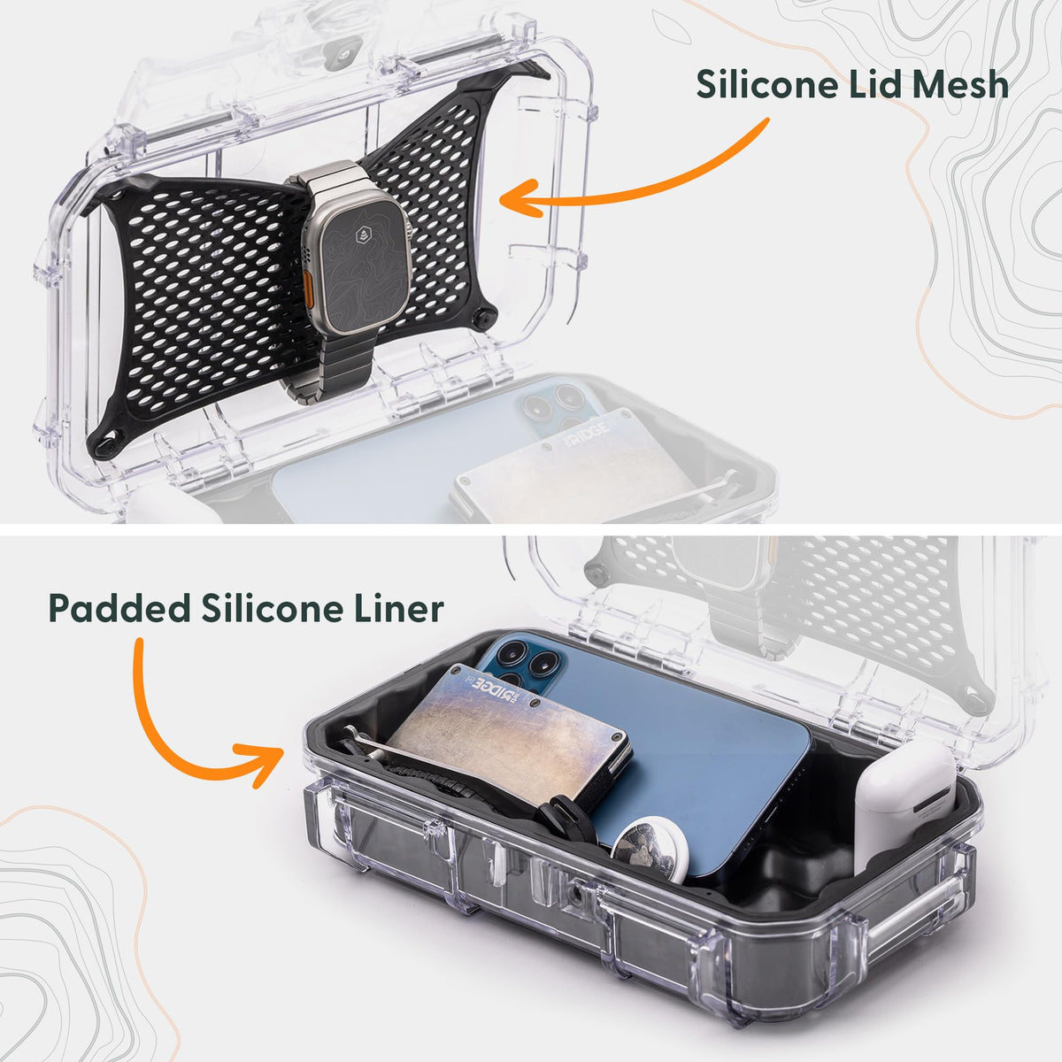 Clear Waterproof Dry Box Protective Case Colored Rubber Insert M776754