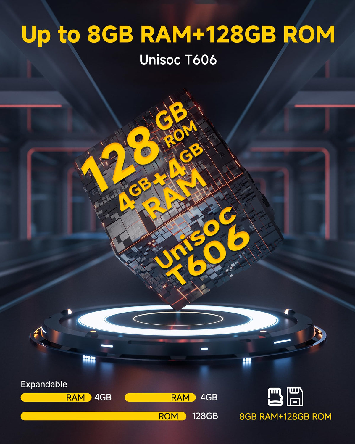Unlocked Smartphone 8GB+128GB 6.75" 90Hz Android 14 50MP Camera 6000mAh White I244006