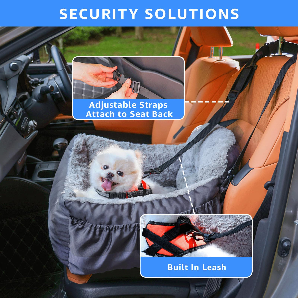 Washable Dog Car Seat with Storage Pockets U245