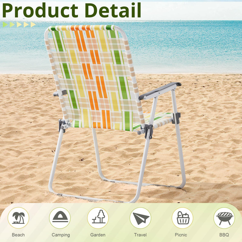 Set of 2 Yellow & Green Folding Patio Chairs K632