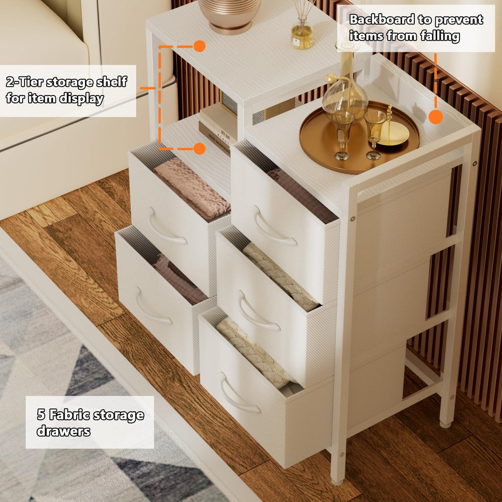 White 4 Drawer Dresser with 5 Storage Bins F573