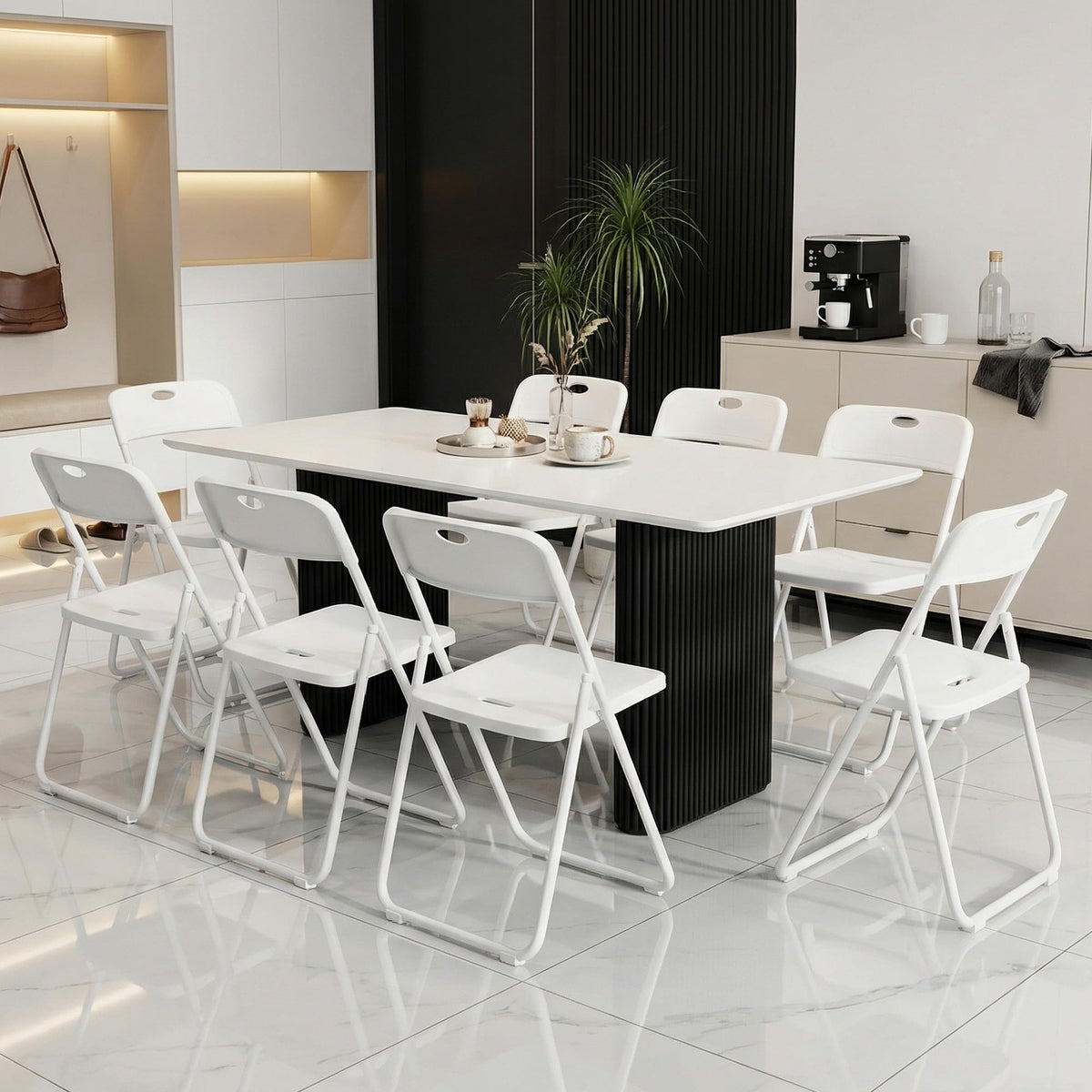 White Plastic Folding Chairs 10 Pack with Steel Frame G5155