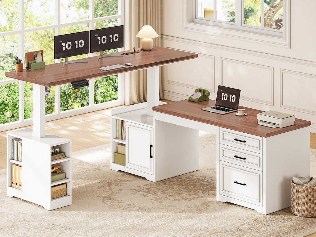 L Shaped Standing Desk with Storage Z1247