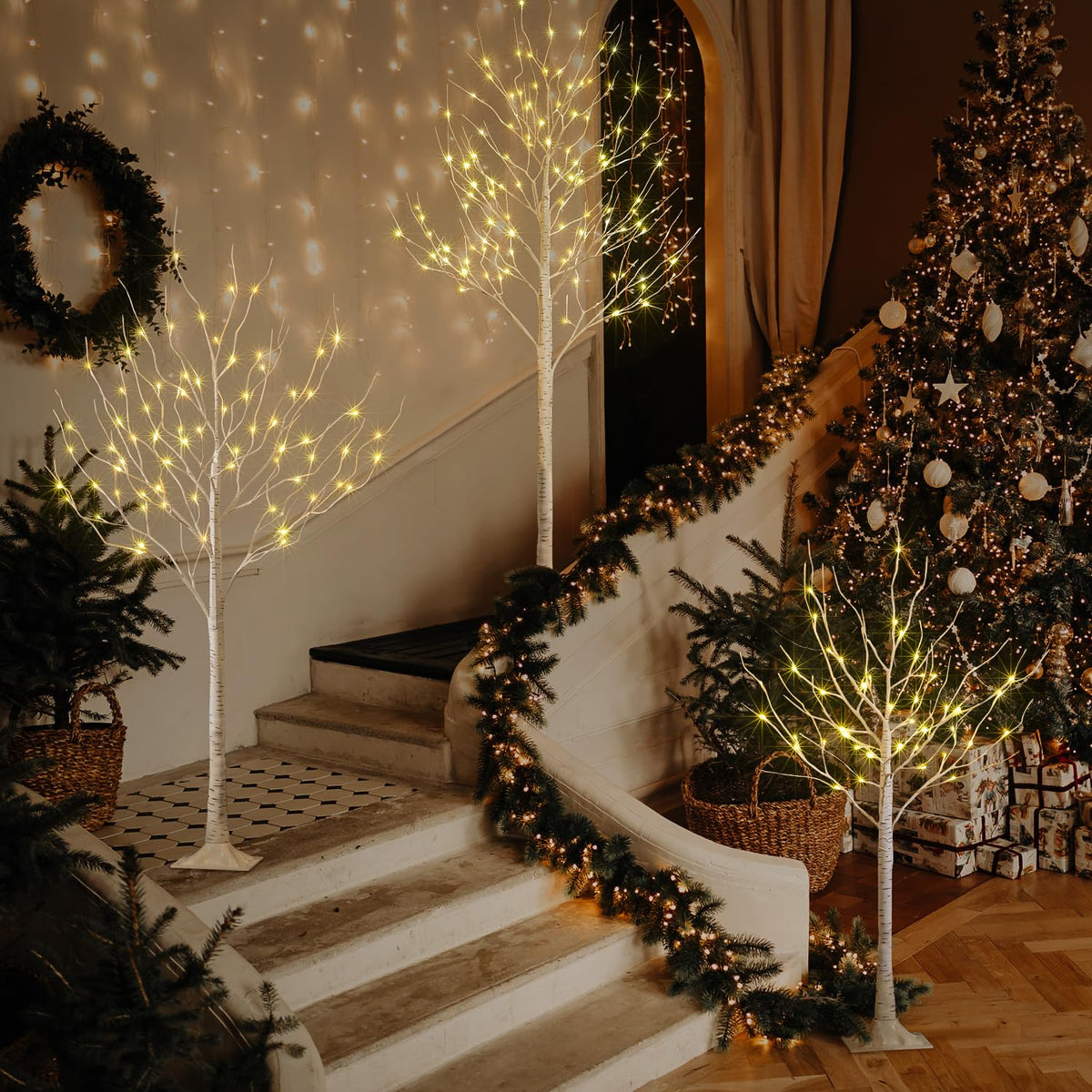 LED Birch Tree Light Set 4ft 6ft 8ft Warm White 3-Pack U392712