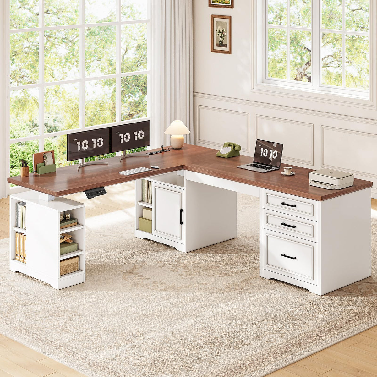 L Shaped Standing Desk with Storage Z1247