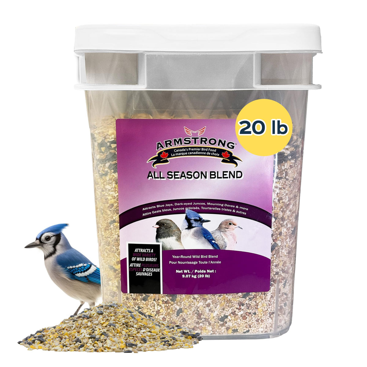 20 Pound Bird Seed Blend with Cut Corn, Wheat, Millet and Sunflower Seeds F5487