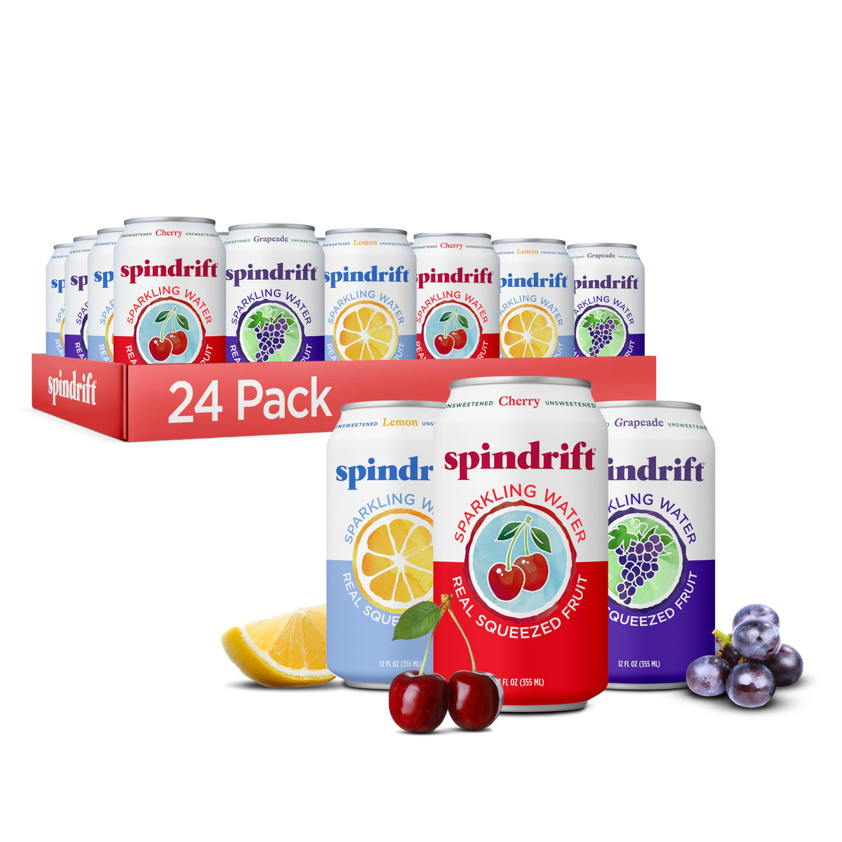 Sparkling Water Variety Pack 12 Fl Oz Cans Pack of 24 J1635