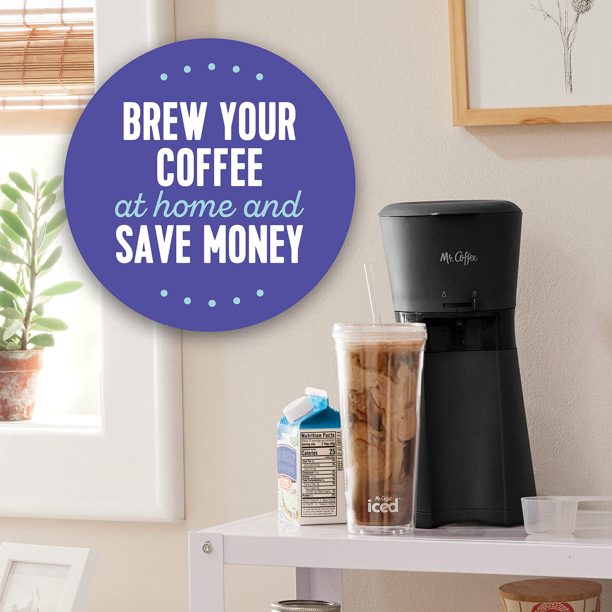 Single Serve Iced Coffee Maker with 22-Ounce Tumbler and Reusable Filter Q673384