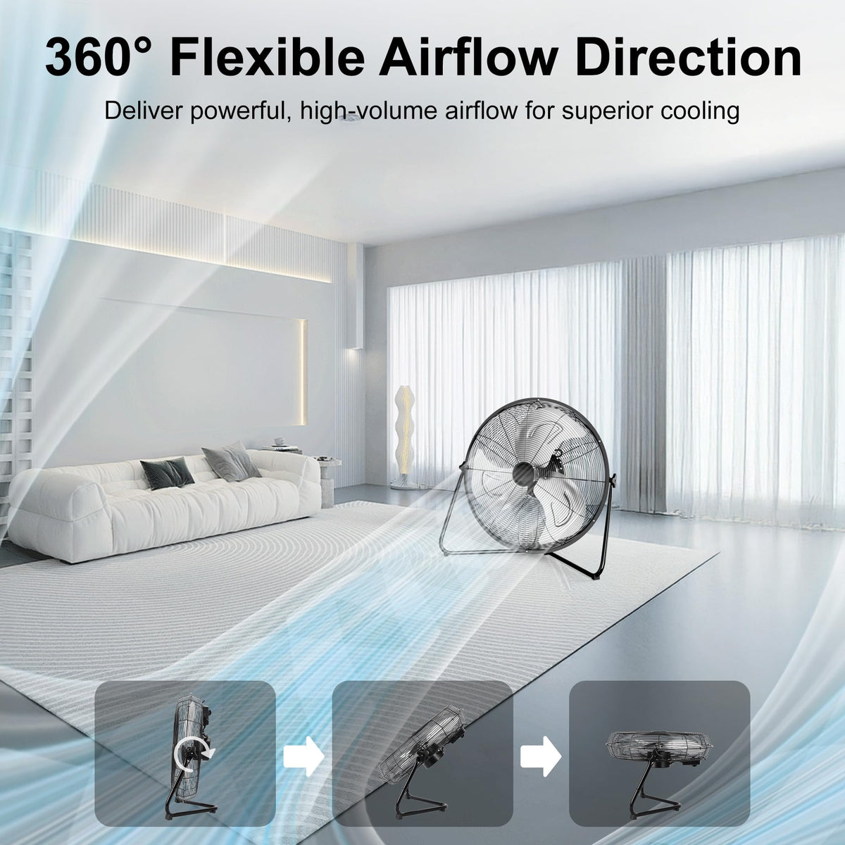 20 Inch 3 Speed High Velocity Metal Industrial Floor Fan M9930