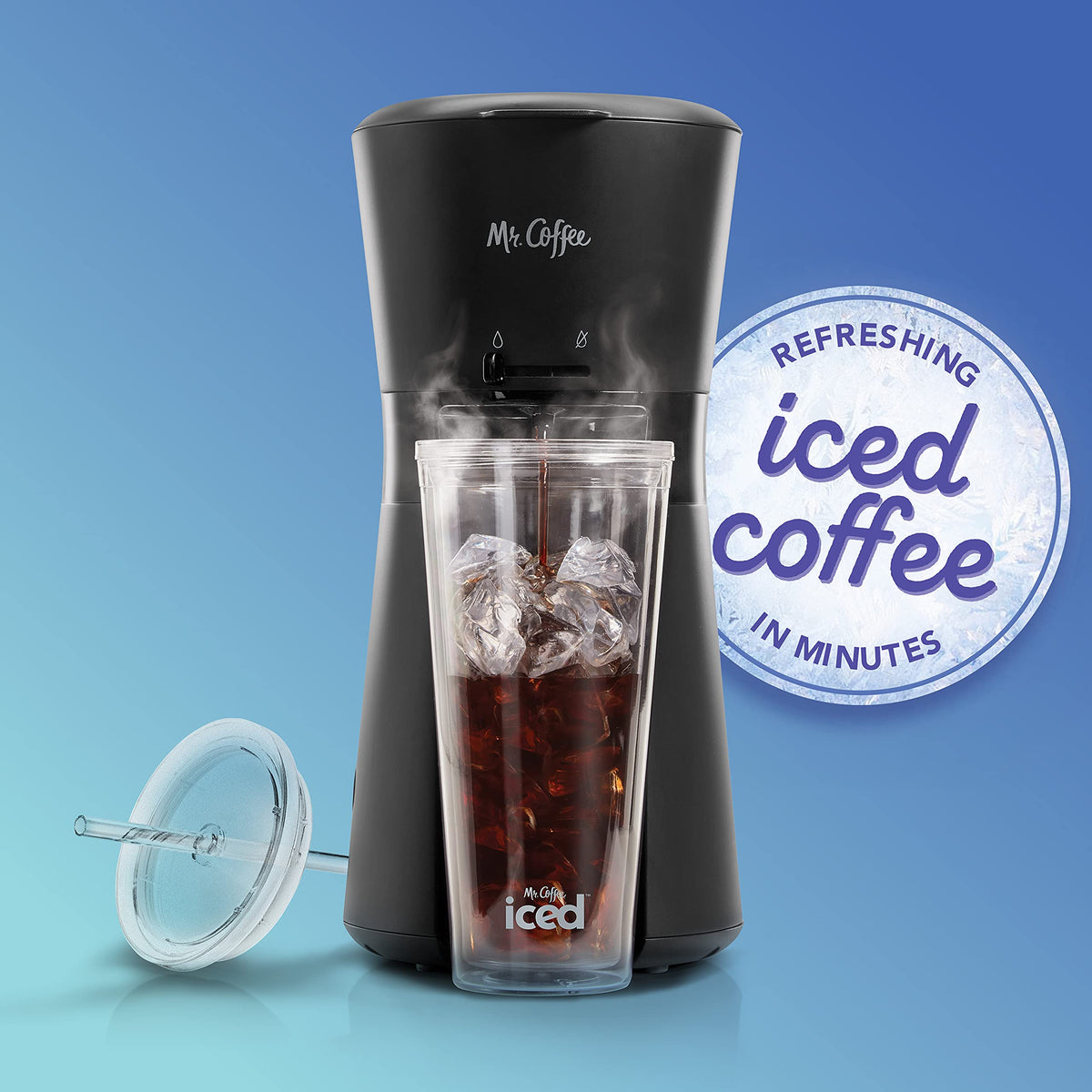 Single Serve Iced Coffee Maker with 22-Ounce Tumbler and Reusable Filter Q673384