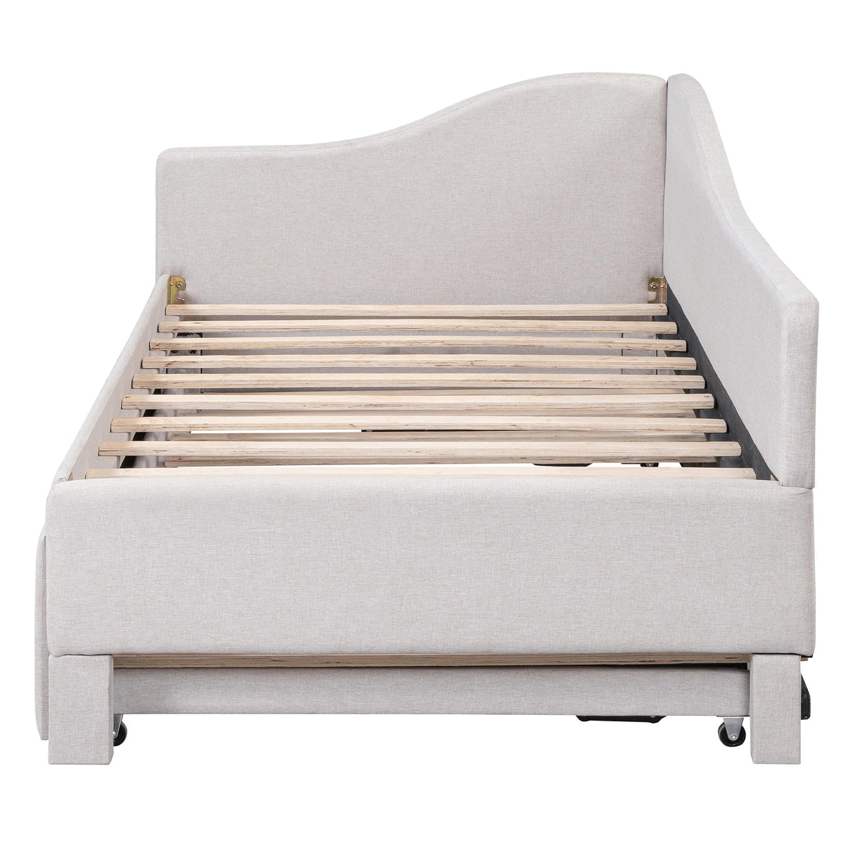 Twin Size Upholstered Linen Daybed with Pop up Trundle S160894