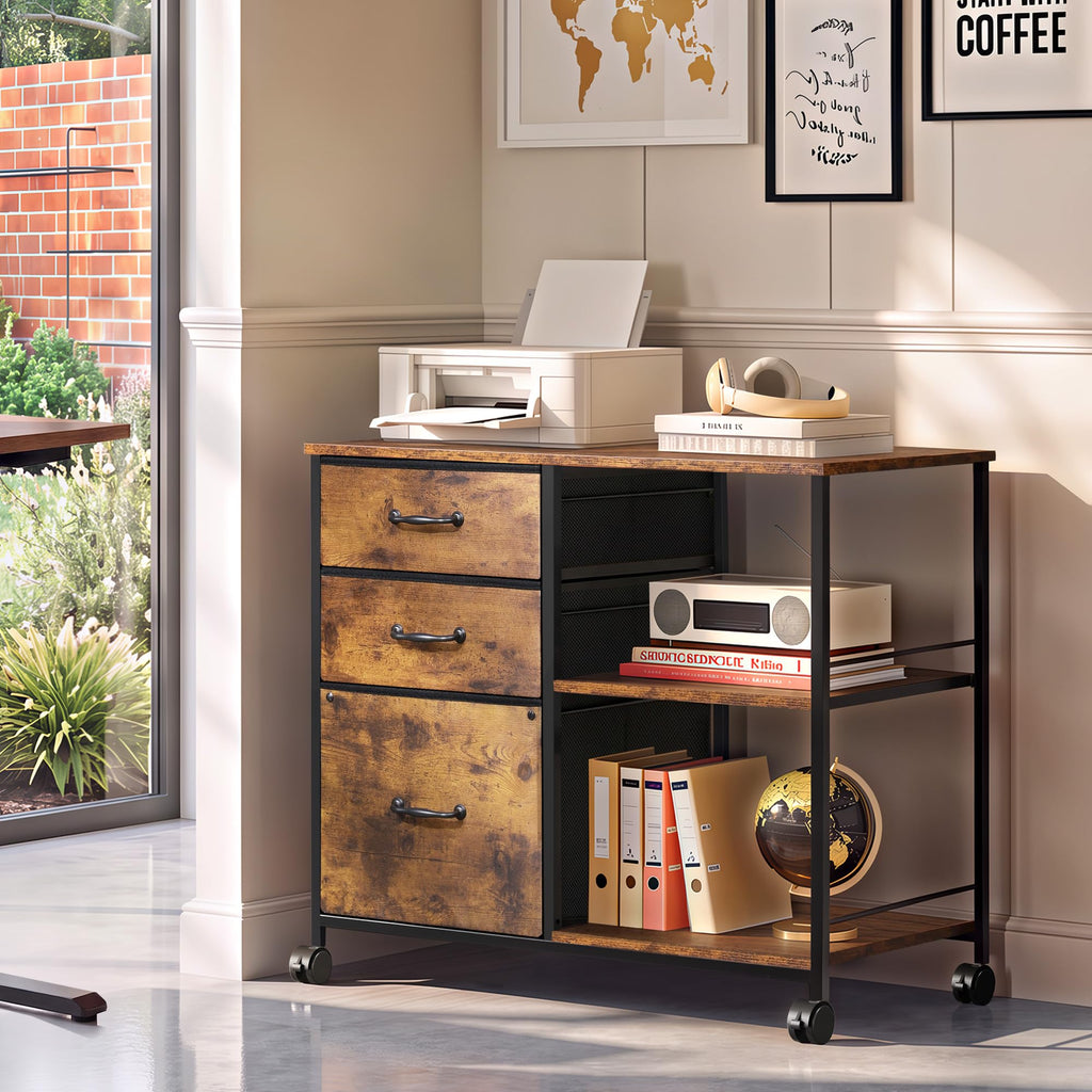 3 Drawer Fabric Mobile File Cabinet A563966