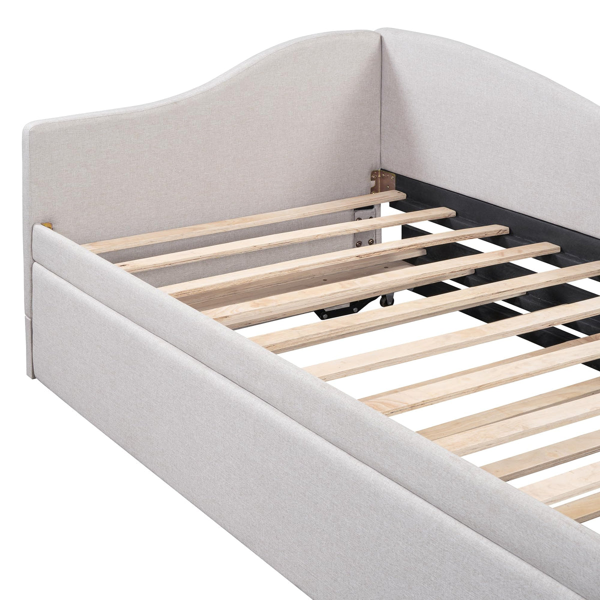 Twin Size Upholstered Linen Daybed with Pop up Trundle S160894