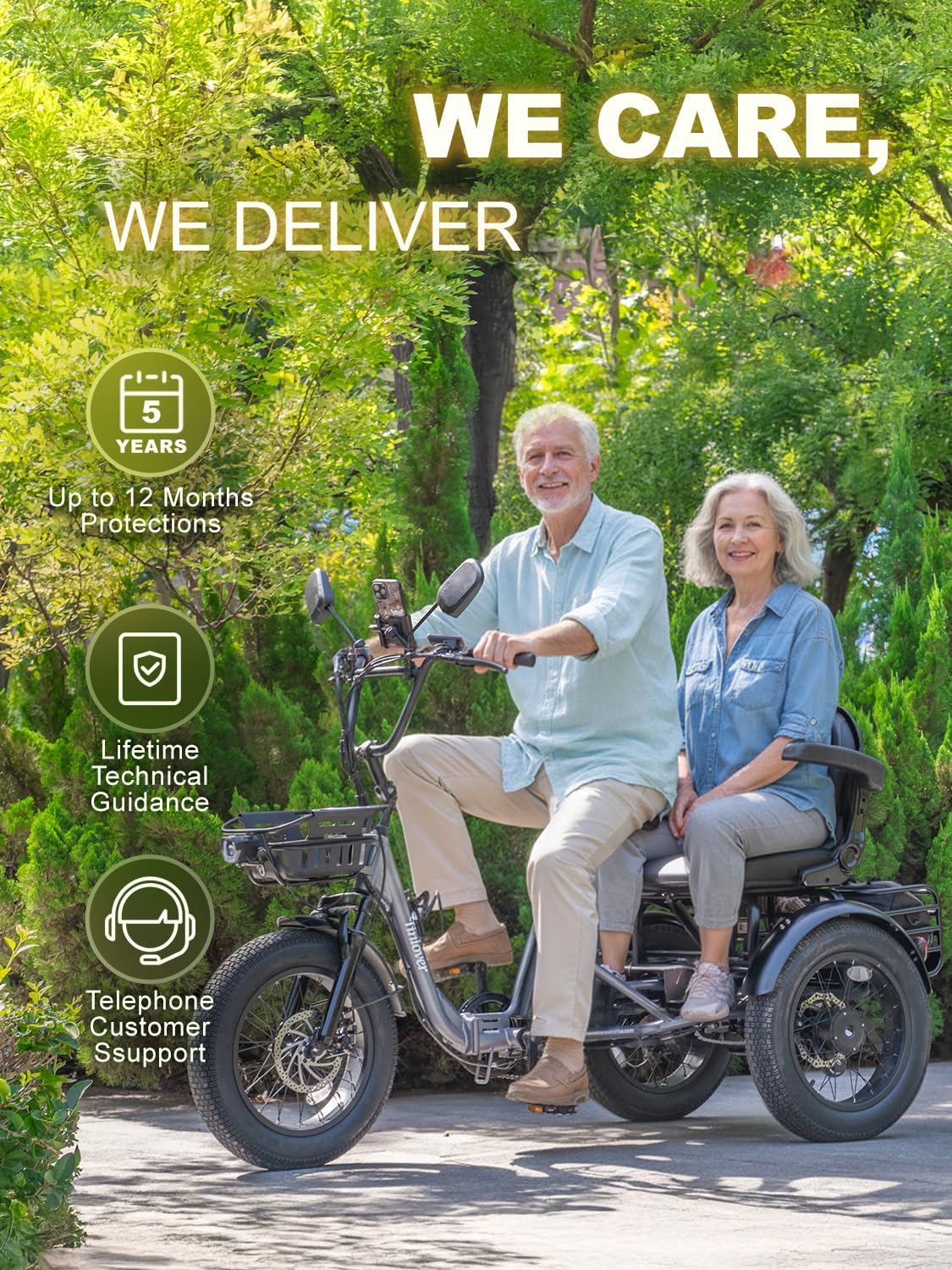 Folding Electric Tricycle for Adults 2 Seater 1000W 48V 15AH H540