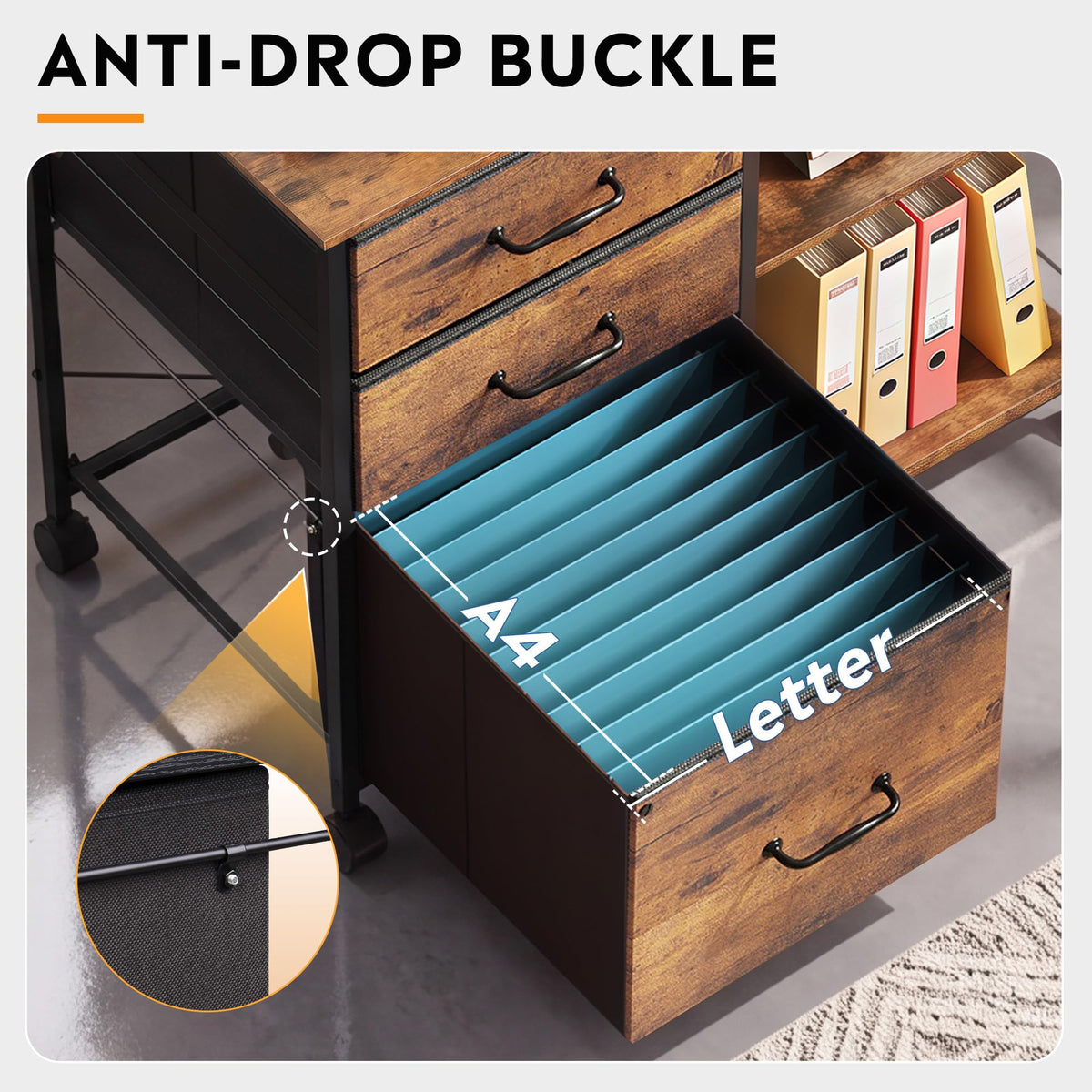 3 Drawer Fabric Mobile File Cabinet A563966