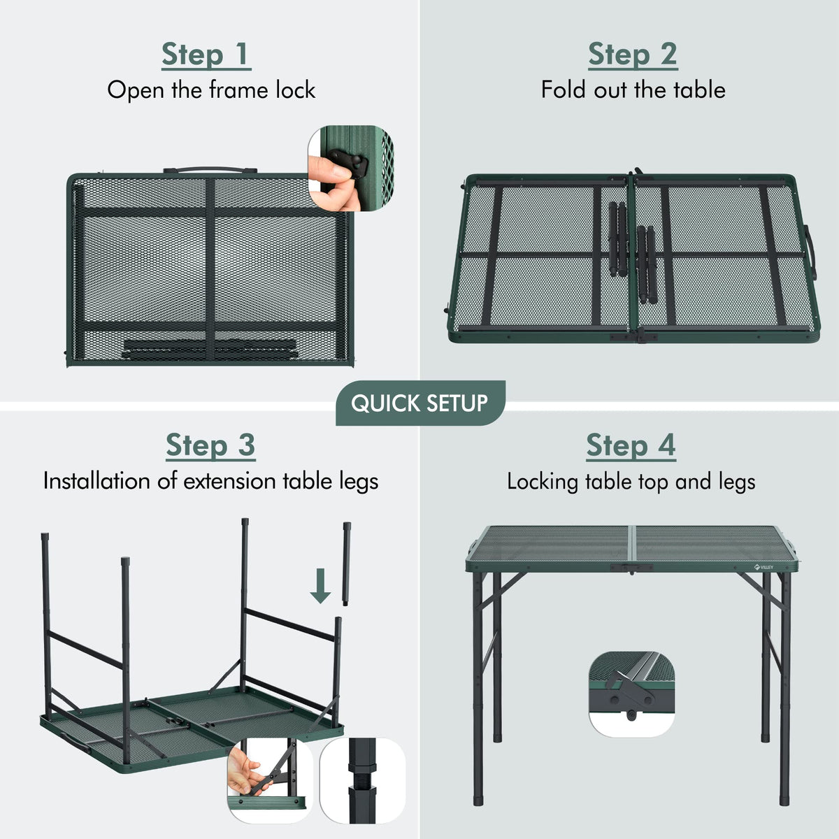 3ft Folding Aluminum Camping Table with Adjustable Legs Z23338