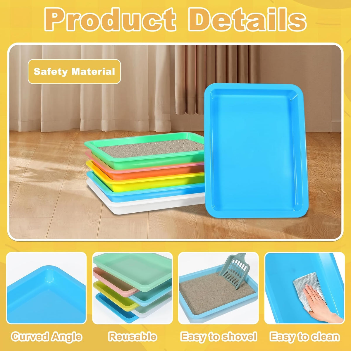 6 Pcs Low Entry Portable Litter Box with Scooper H429191