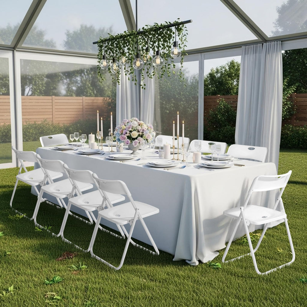 Folding Chairs Set of 10 White Plastic F17006
