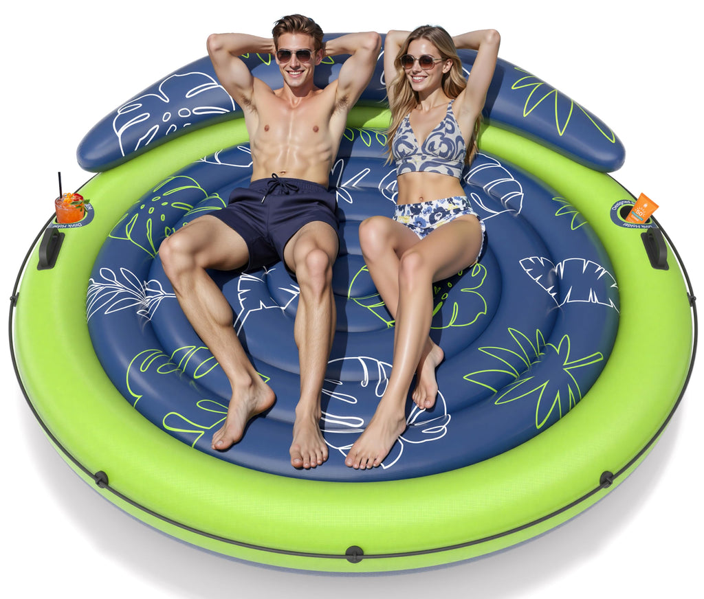 Inflatable Tanning Pool Float with Cup Holders Q437