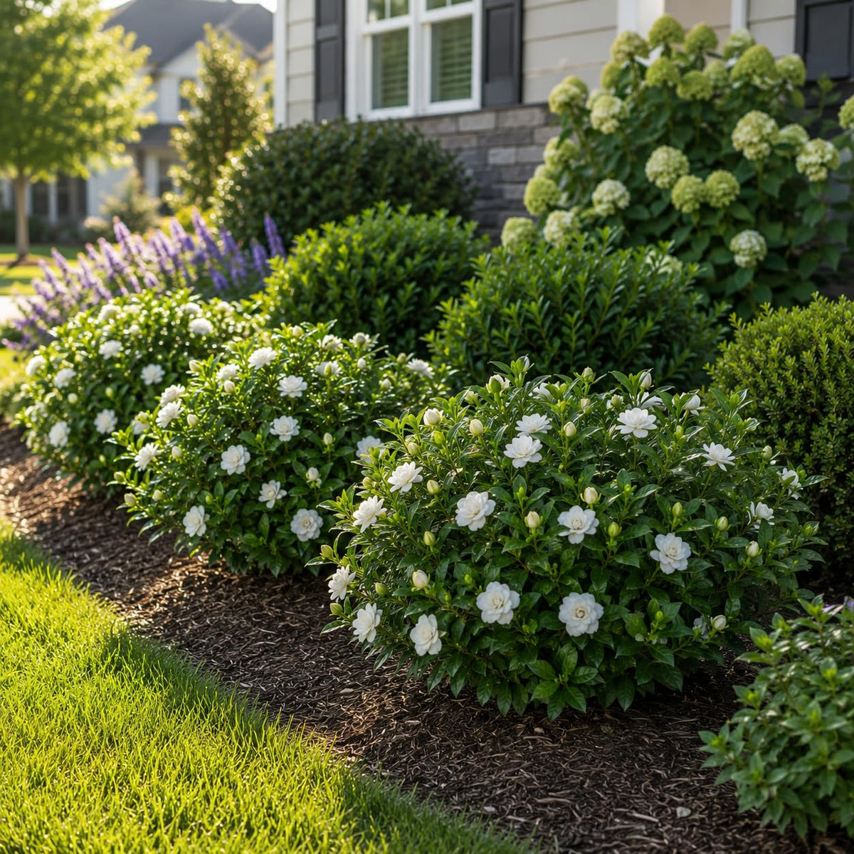 2 Large Trade Gallon Gardenia Jasminoides Fragrant Evergreen Shrub O87366