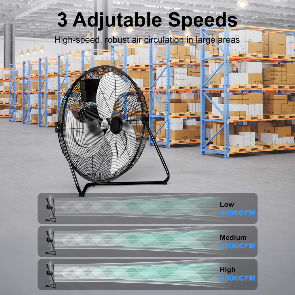 20 Inch 3 Speed High Velocity Metal Industrial Floor Fan M9930