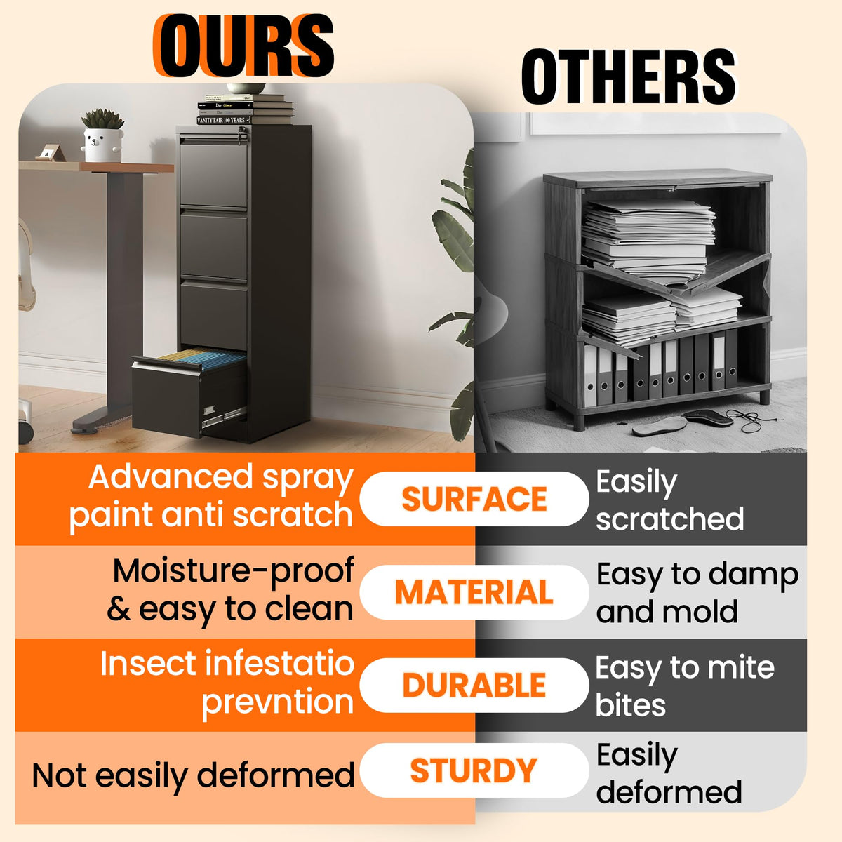 4 Drawer File Cabinet with Lock K595