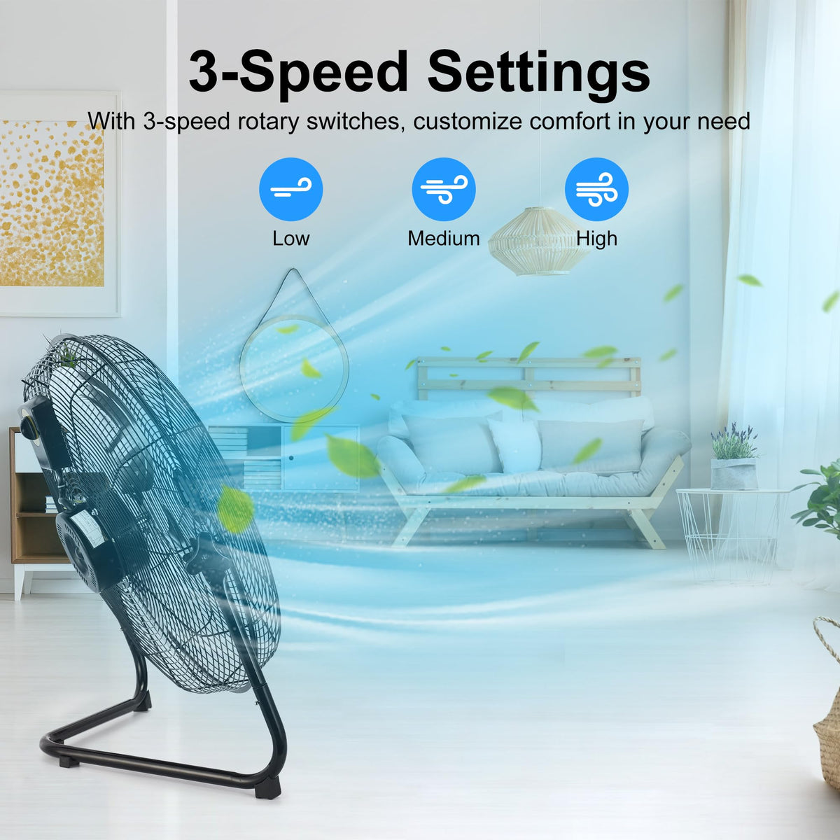 20 Inch 3 Speed High Velocity Metal Industrial Floor Fan M9930