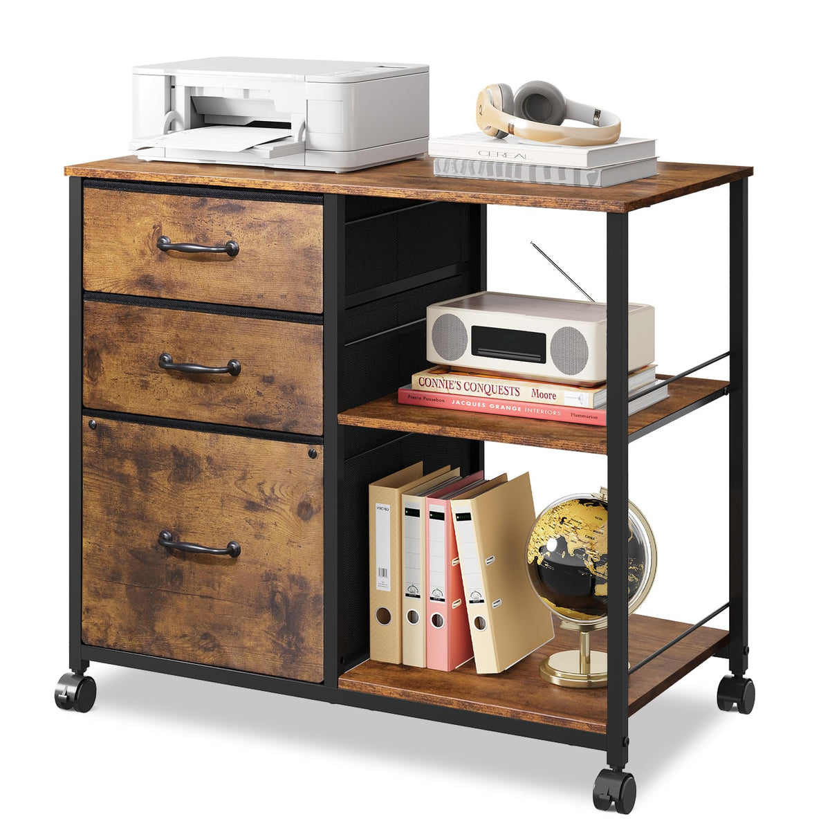 3 Drawer Fabric Mobile File Cabinet A563966