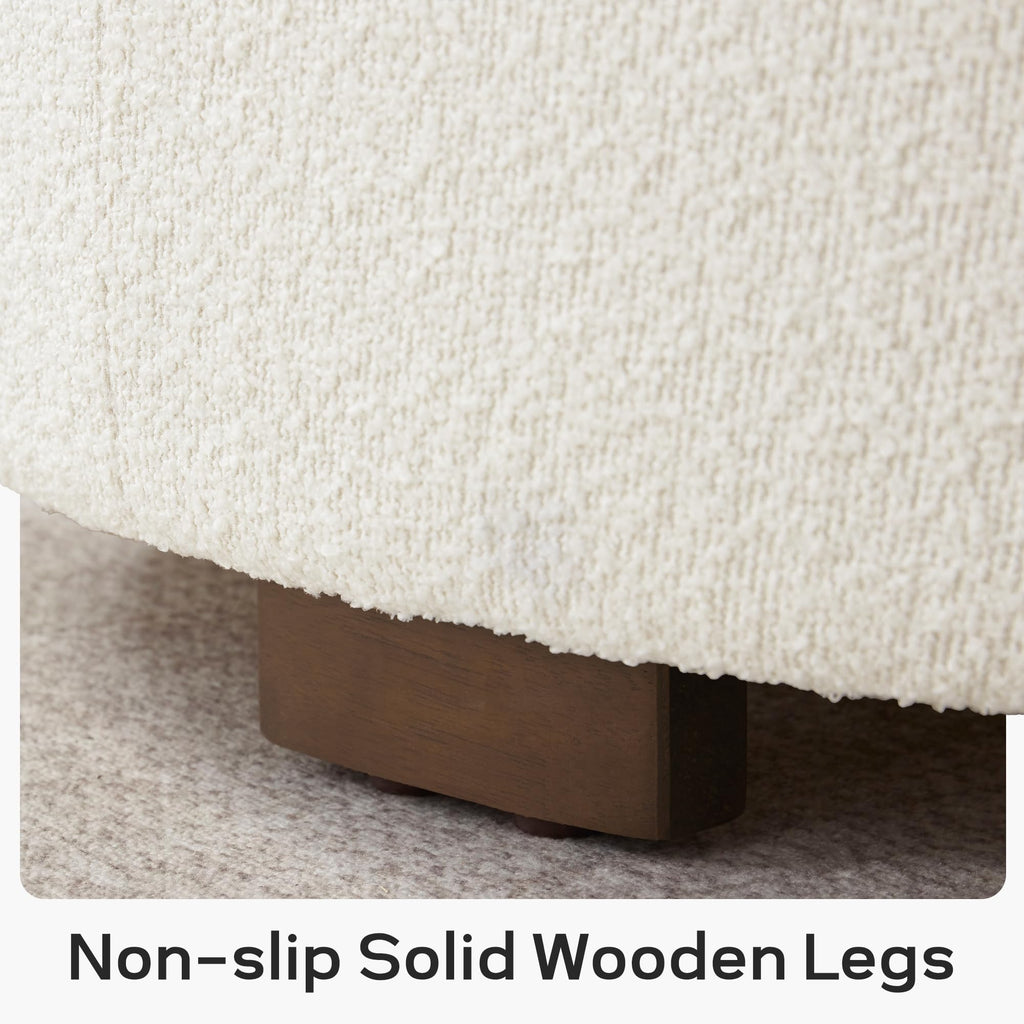 30 Inch Round Boucle Storage Ottoman N75558