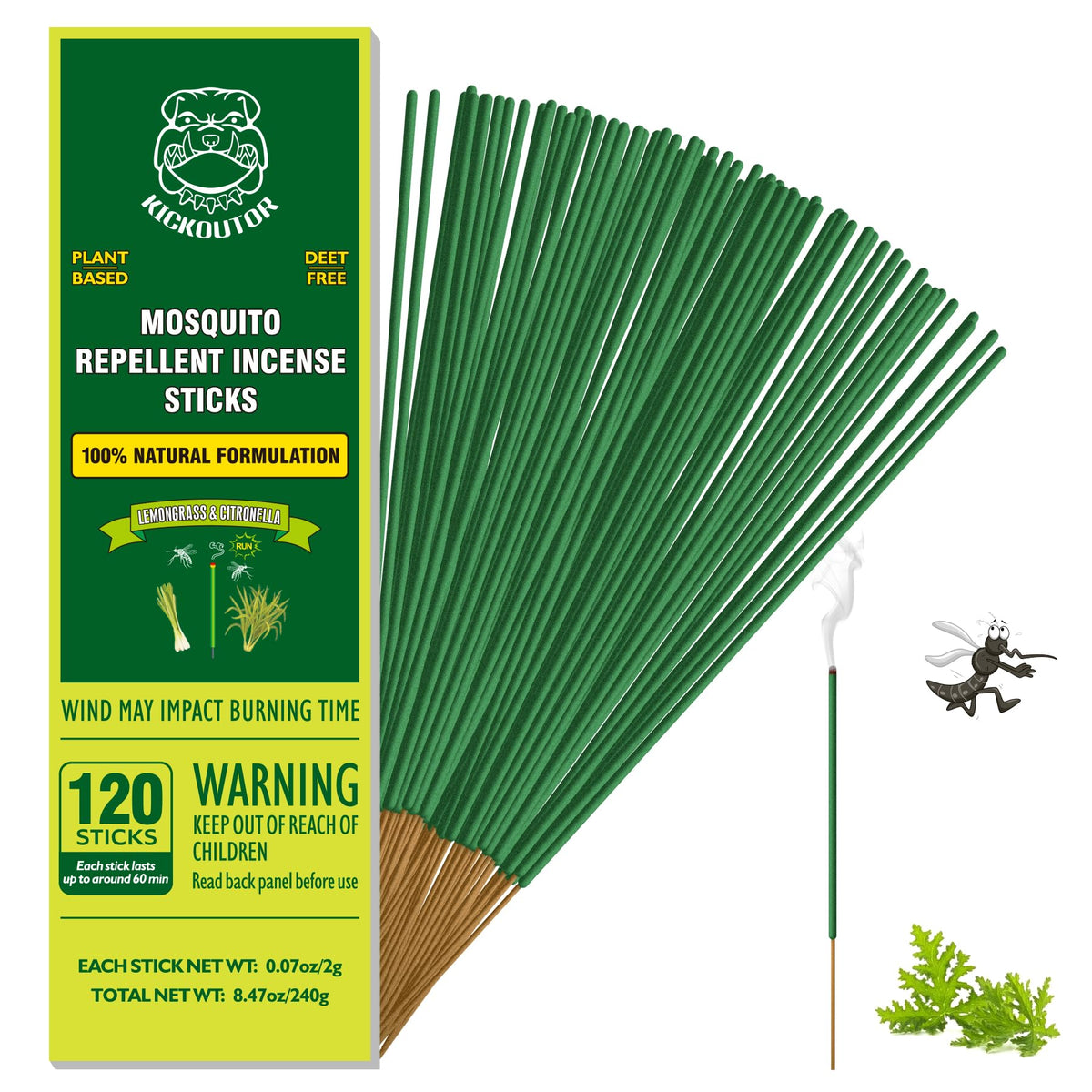 Mosquito Repellent Incense Sticks with Citronella Oil, 120 Count Q24077