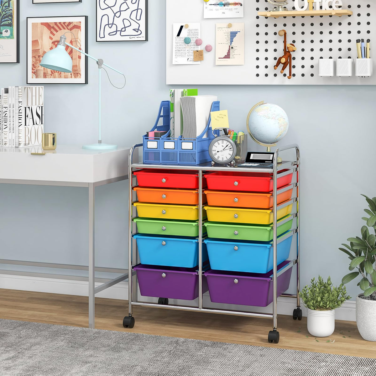 12 Drawer Rolling Storage Cart with Lockable Wheel & Metal Frame A1224