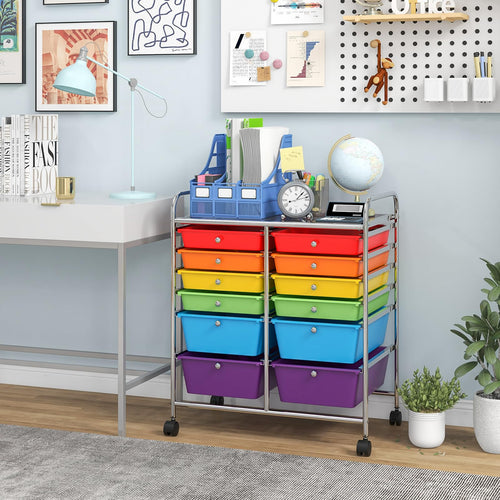 12 Drawer Rolling Storage Cart with Lockable Wheel & Metal Frame A1224
