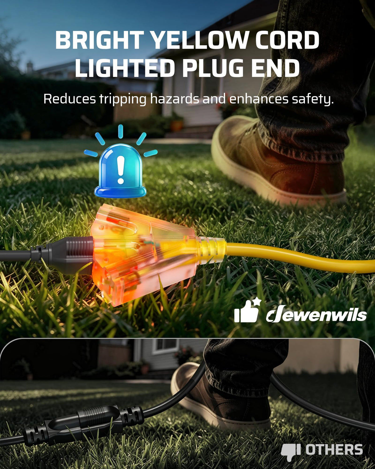 100FT GFCI Extension Cord 3 Prong Plug 12/3 AWG SJTW H365