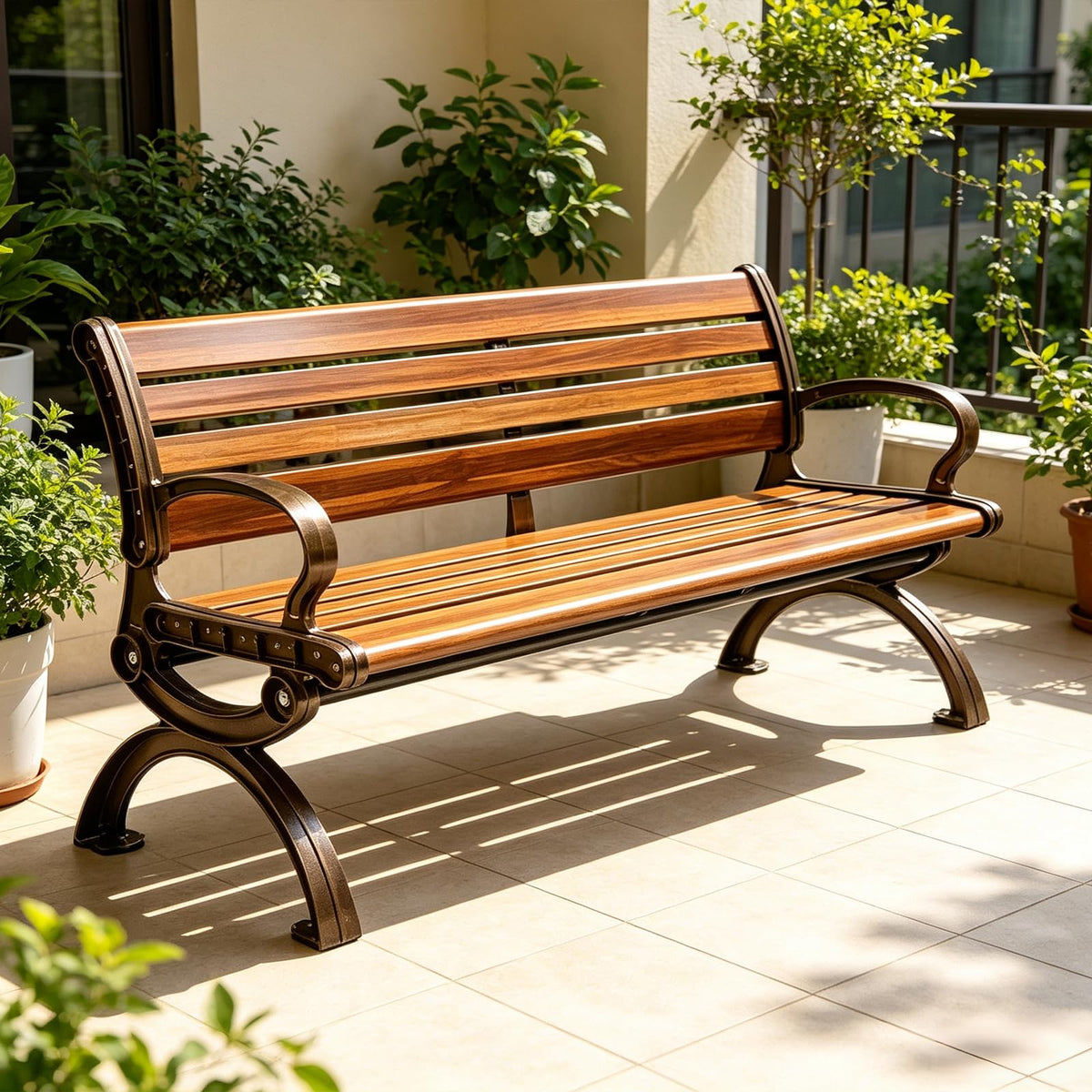 70" Aluminum Alloy Outdoor Bench with Armrest F91349