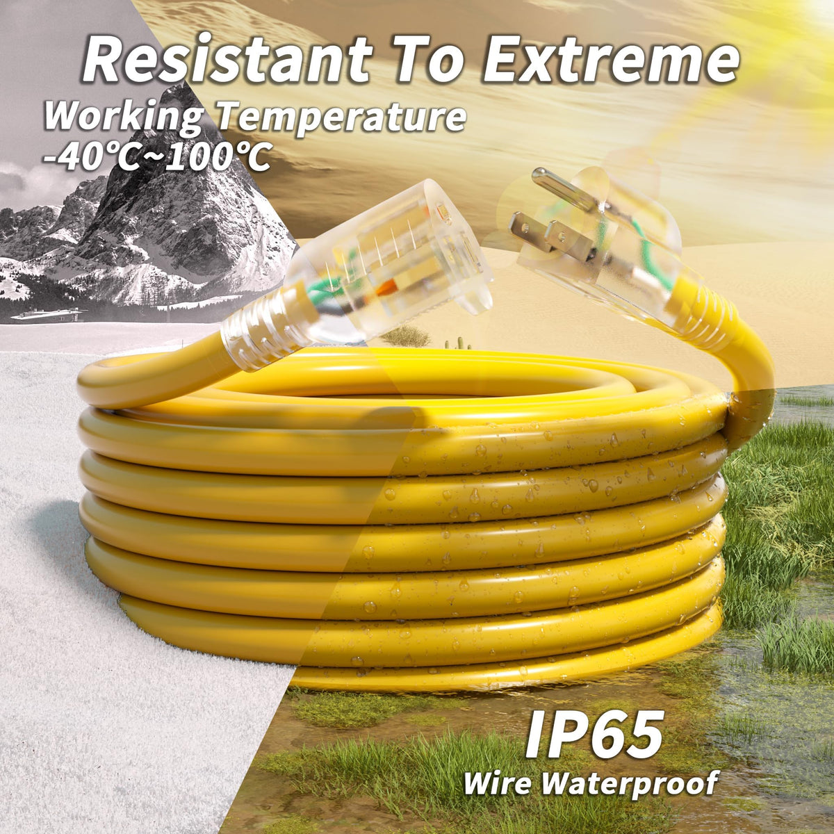 100ft 12/3 Outdoor Extension Cord Waterproof F5572