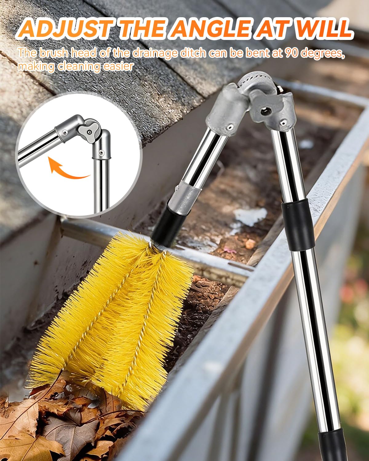13FT Adjustable Gutter Cleaning Tool Kit with Brush Head C72528