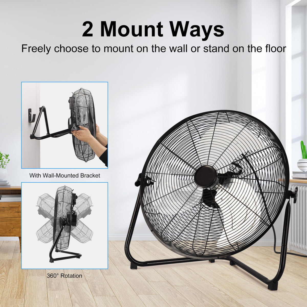 20 Inch 3 Speed High Velocity Metal Industrial Floor Fan M9930