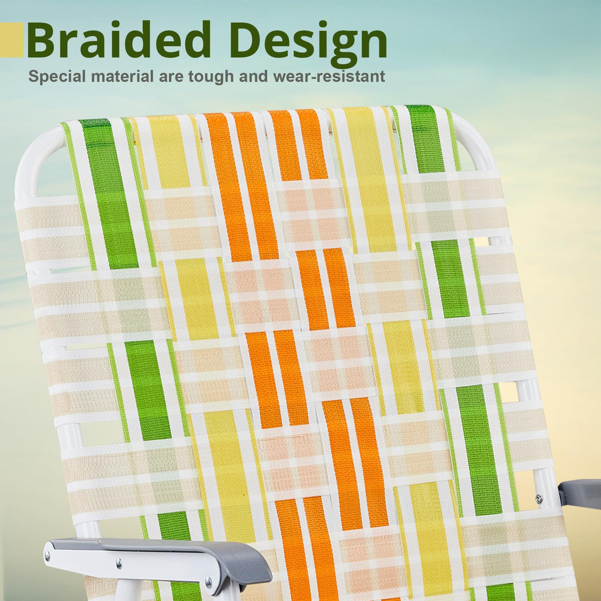 Set of 2 Yellow & Green Folding Patio Chairs K632