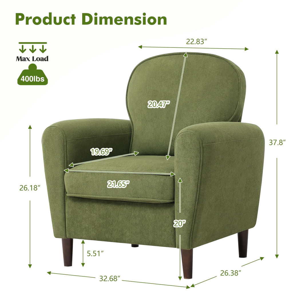 Green Mid Century Modern Upholstered Accent Chair Set of 2 Q945