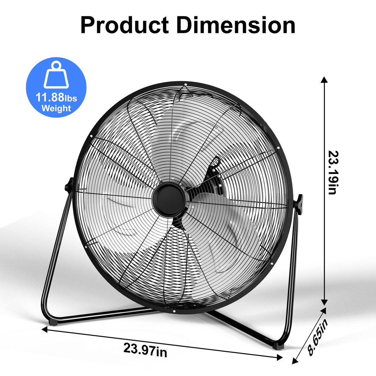 20 Inch 3 Speed High Velocity Metal Industrial Floor Fan M9930