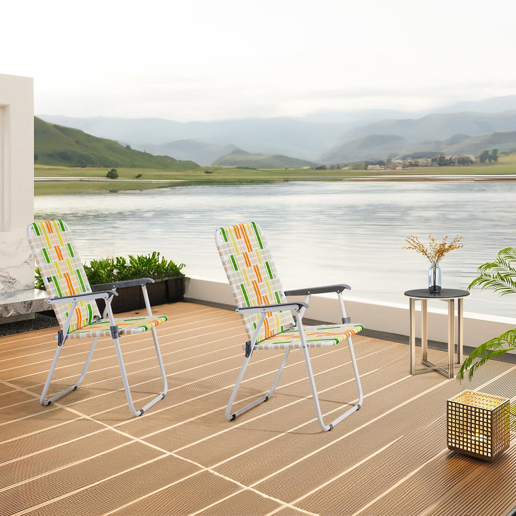 Set of 2 Yellow & Green Folding Patio Chairs K632