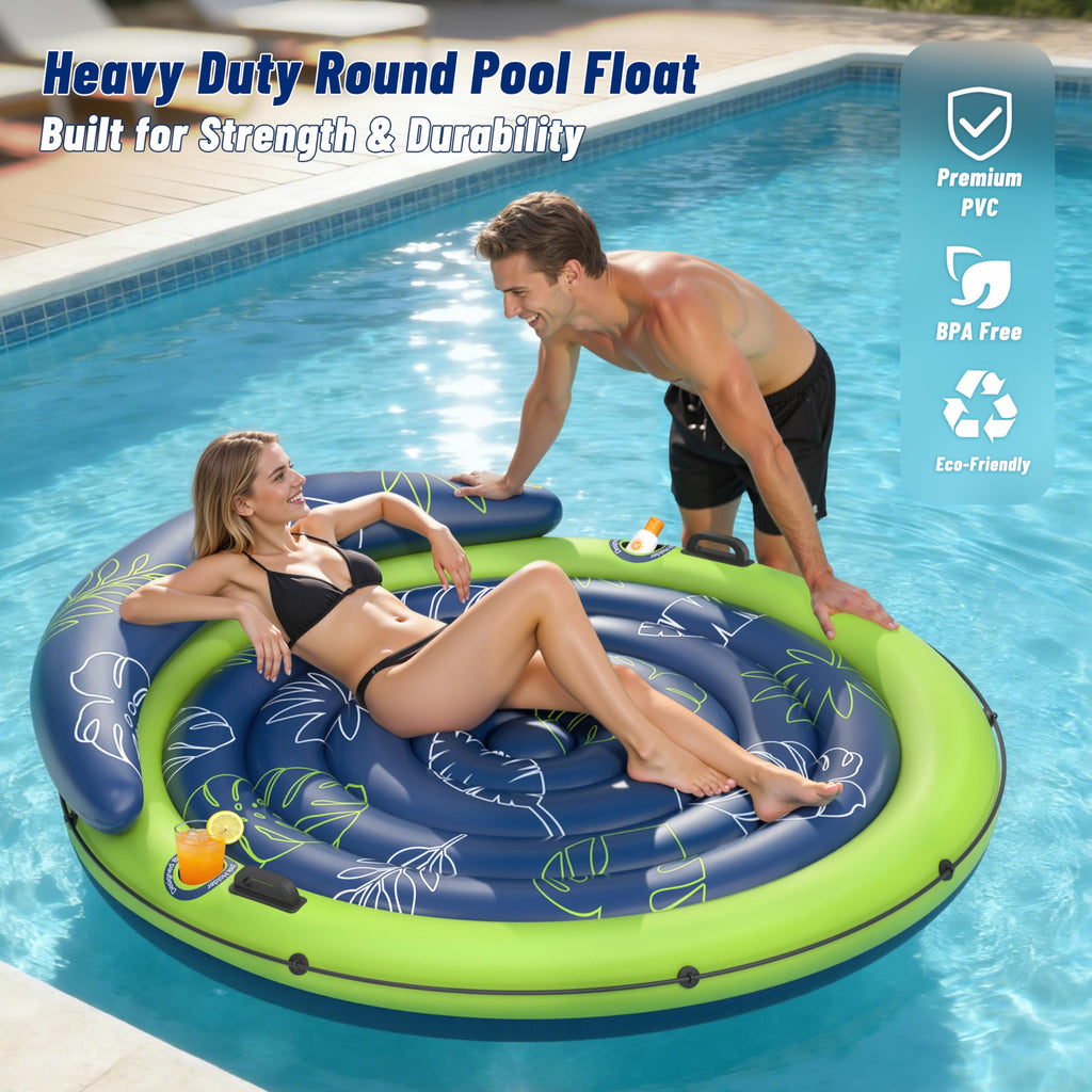Inflatable Tanning Pool Float with Cup Holders Q437