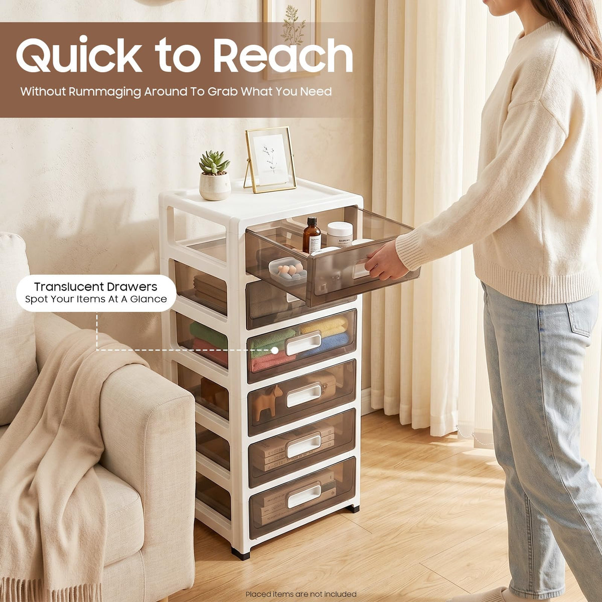 6-Tier Clear Plastic Storage Organizer Cart with Wheels Z711235