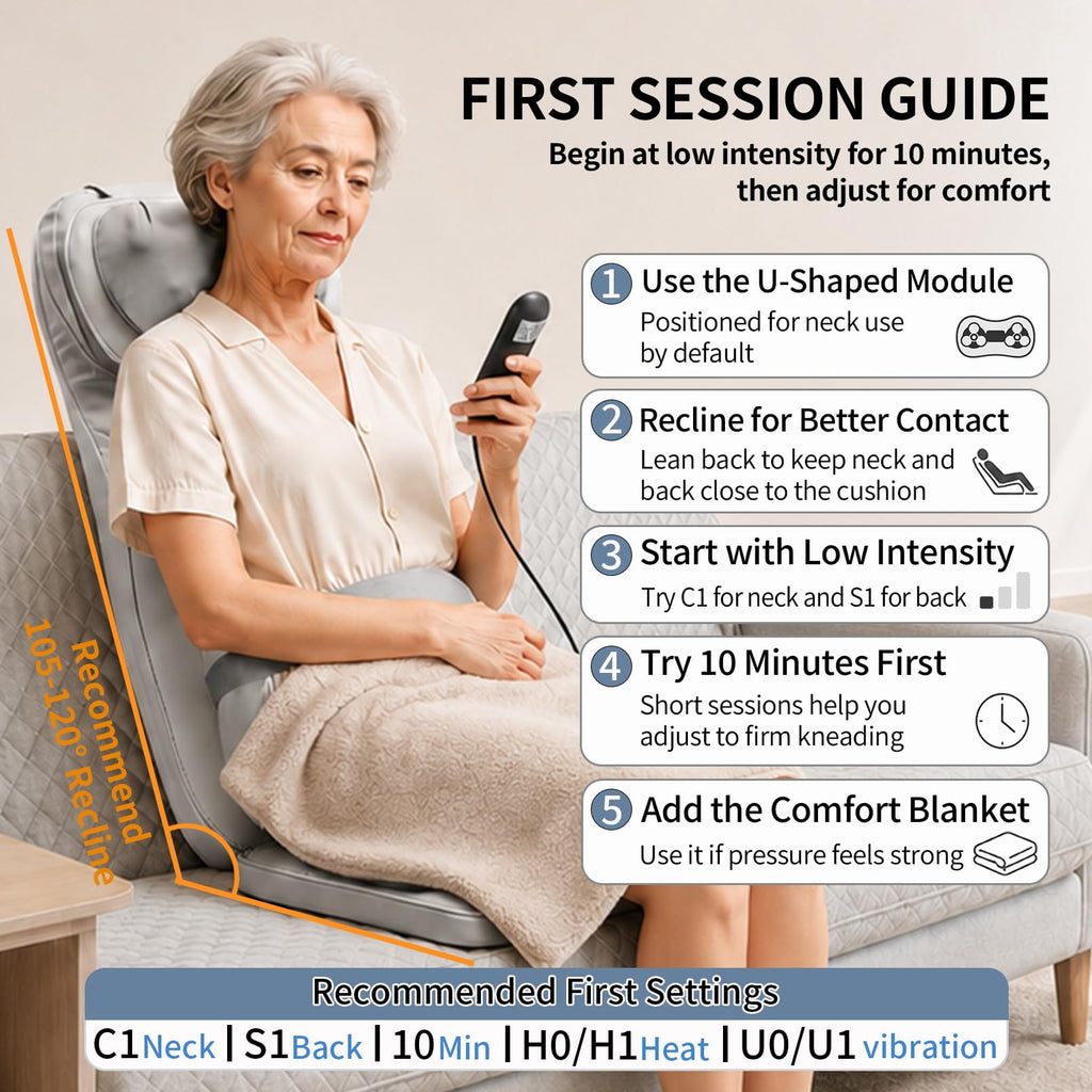 Massage Chair Pad with Heat, Navy Blue F838